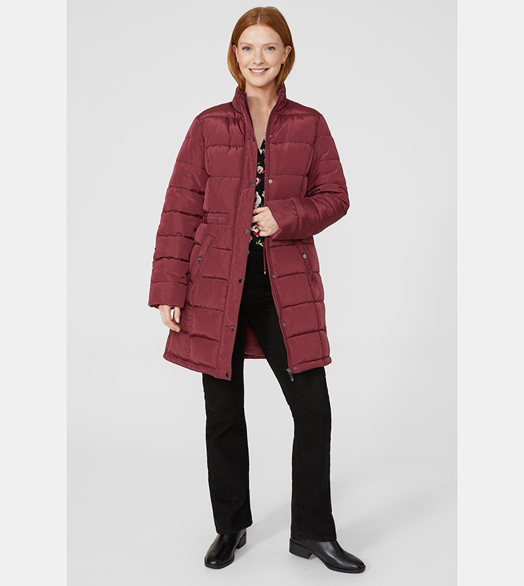 Maroon padded coat best sale