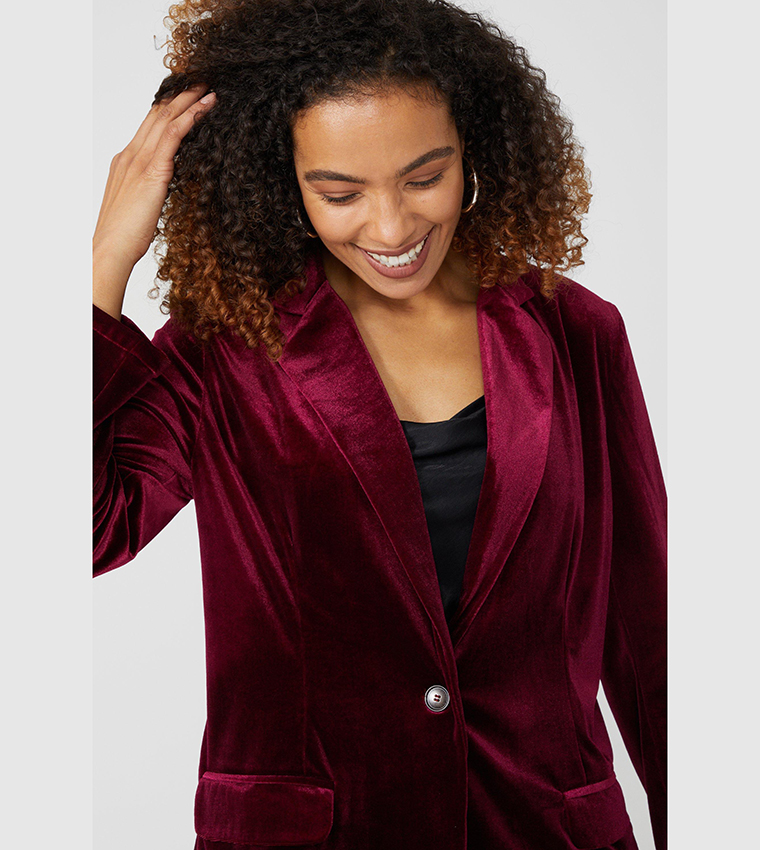 Red Velvet Plum Velvet Blazer Womens Tailored Velvet Blazer Boohoo DK