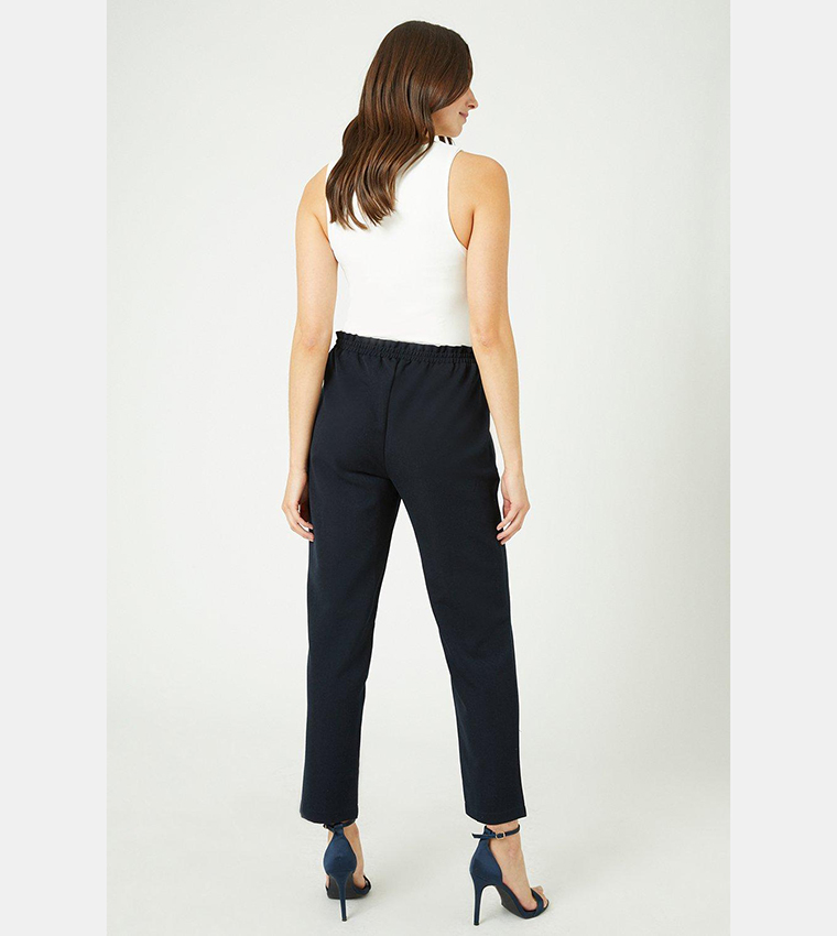 Buy Maine Elastic Waist Slim Fit Trousers In Navy | 6thStreet UAE