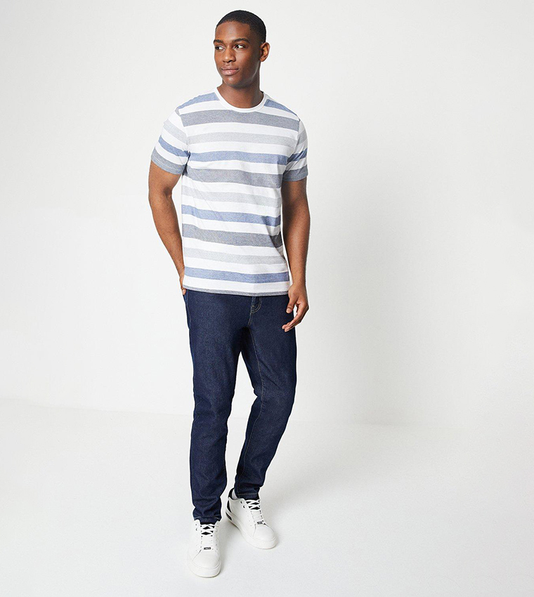 Buy Maine Striped Short Sleeves T Shirt In White 6thStreet UAE