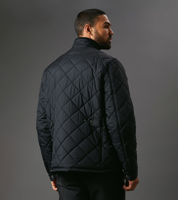 Funnel Neck Four Pocket Quilted Jacket