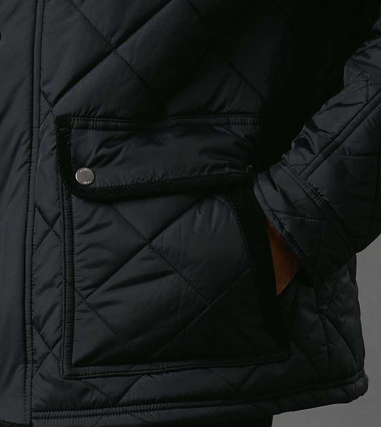 Funnel Neck Four Pocket Quilted Jacket