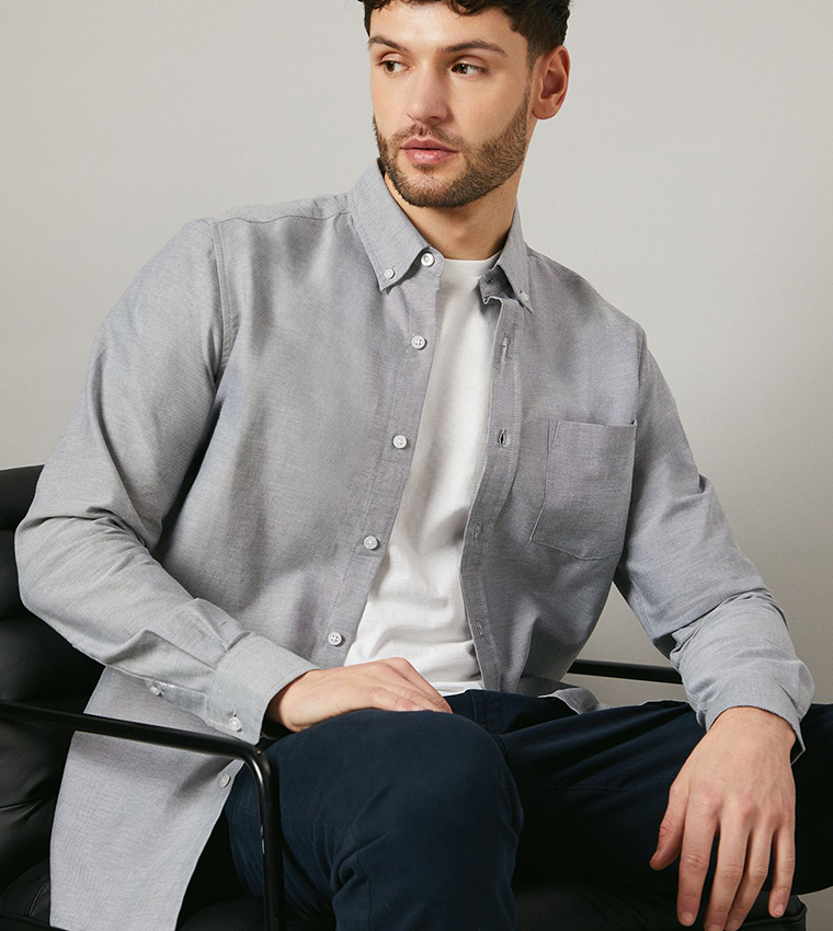 Solid Long Sleeves Oxford Shirt