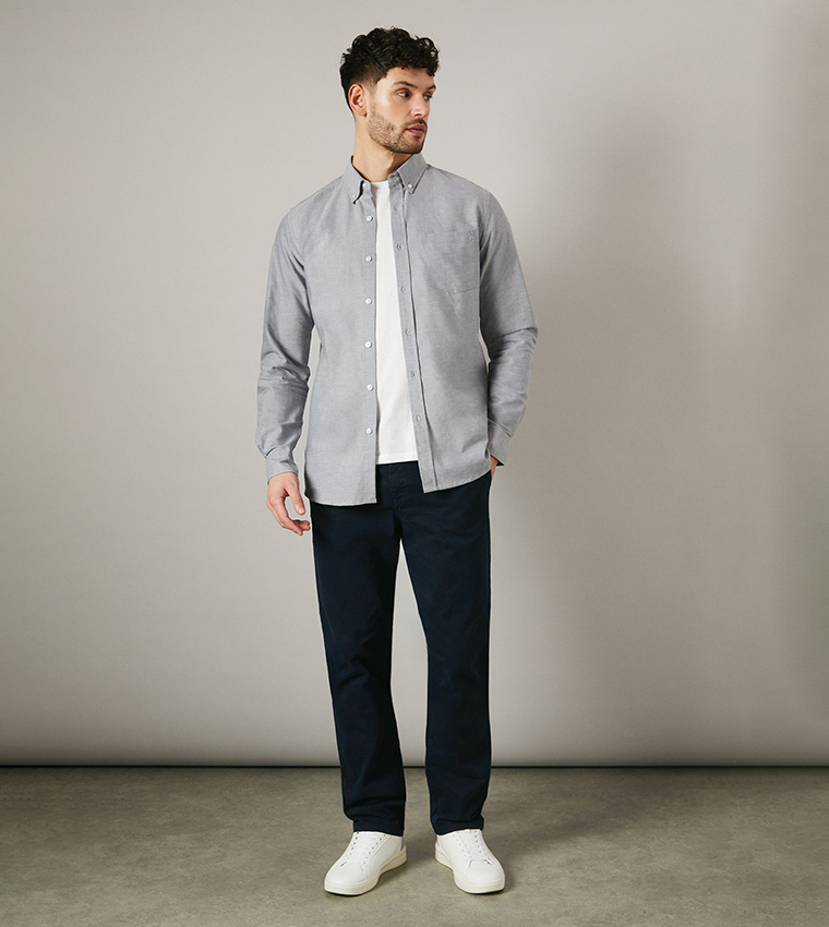 Solid Long Sleeves Oxford Shirt