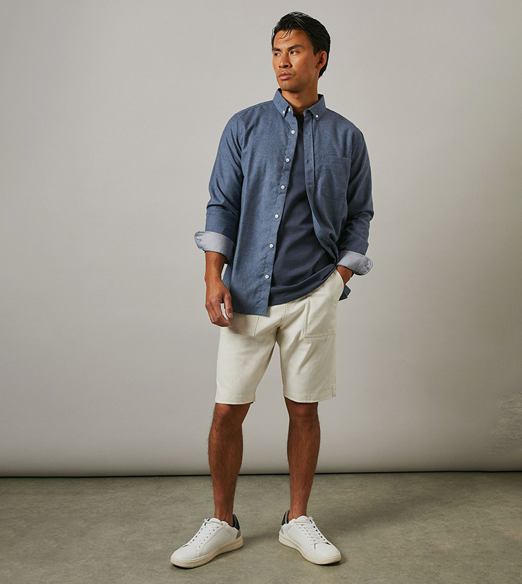Solid Cotton Casual Shorts