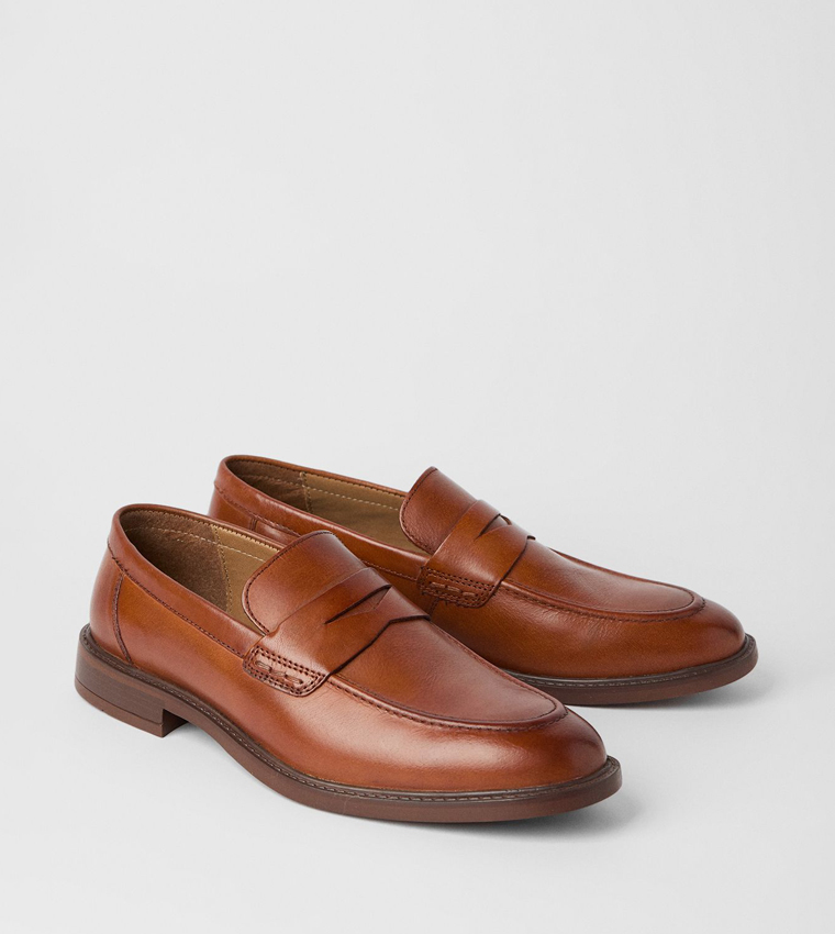 Textured Slip-On Penny Loafers
