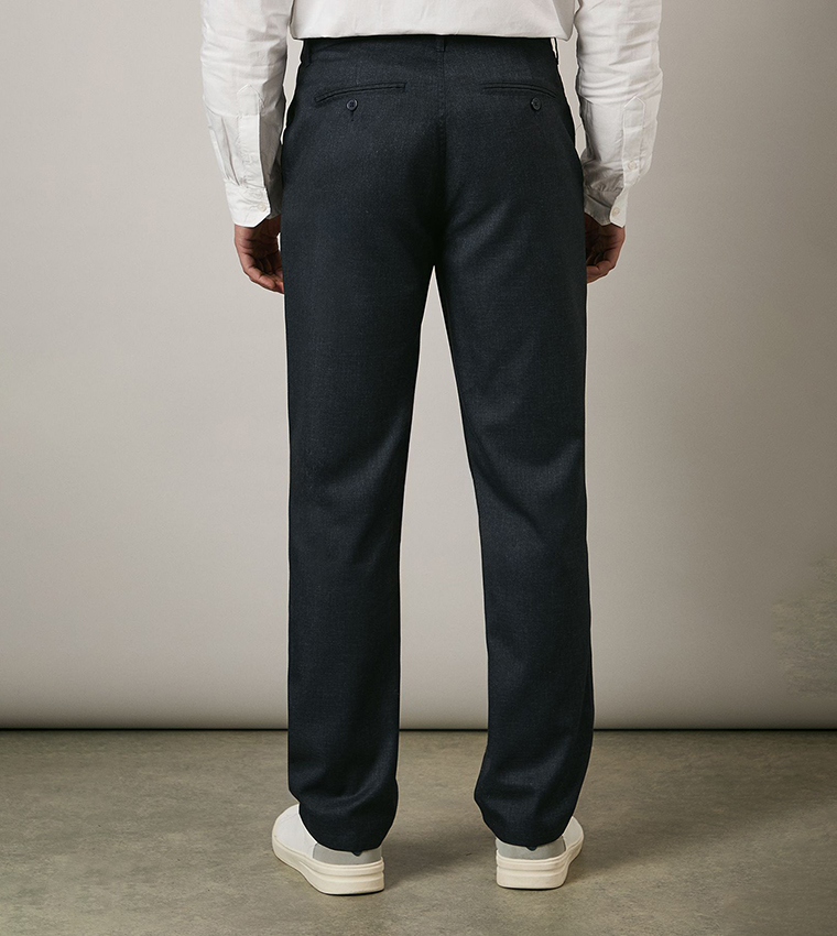 Textured Stretch Button Closure Chinos