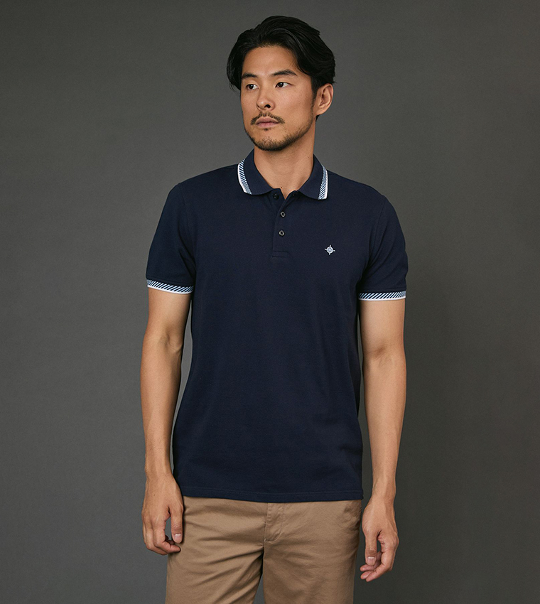 Contrast Tipped Collar Polo T-Shirt