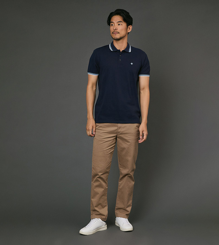 Contrast Tipped Collar Polo T-Shirt