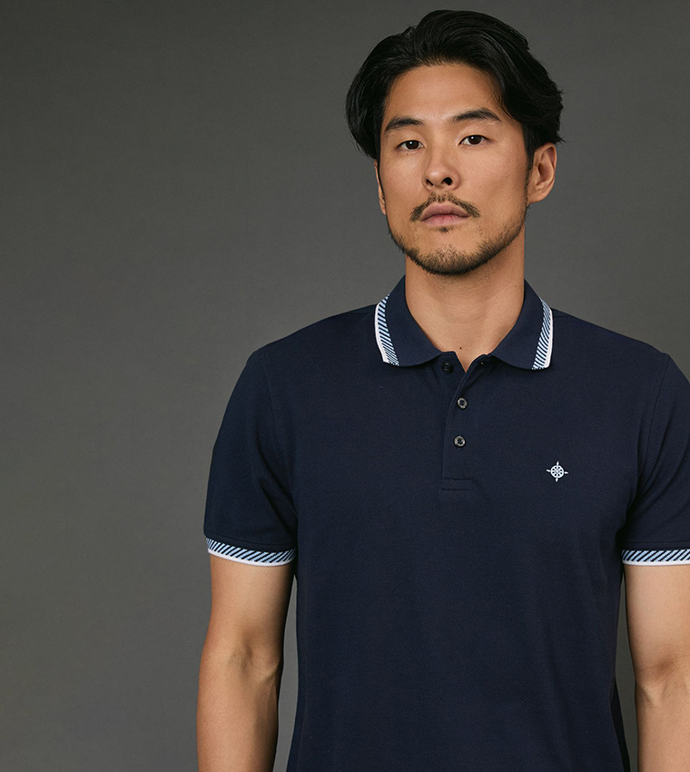 Contrast Tipped Collar Polo T-Shirt