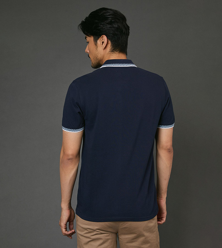 Contrast Tipped Collar Polo T-Shirt