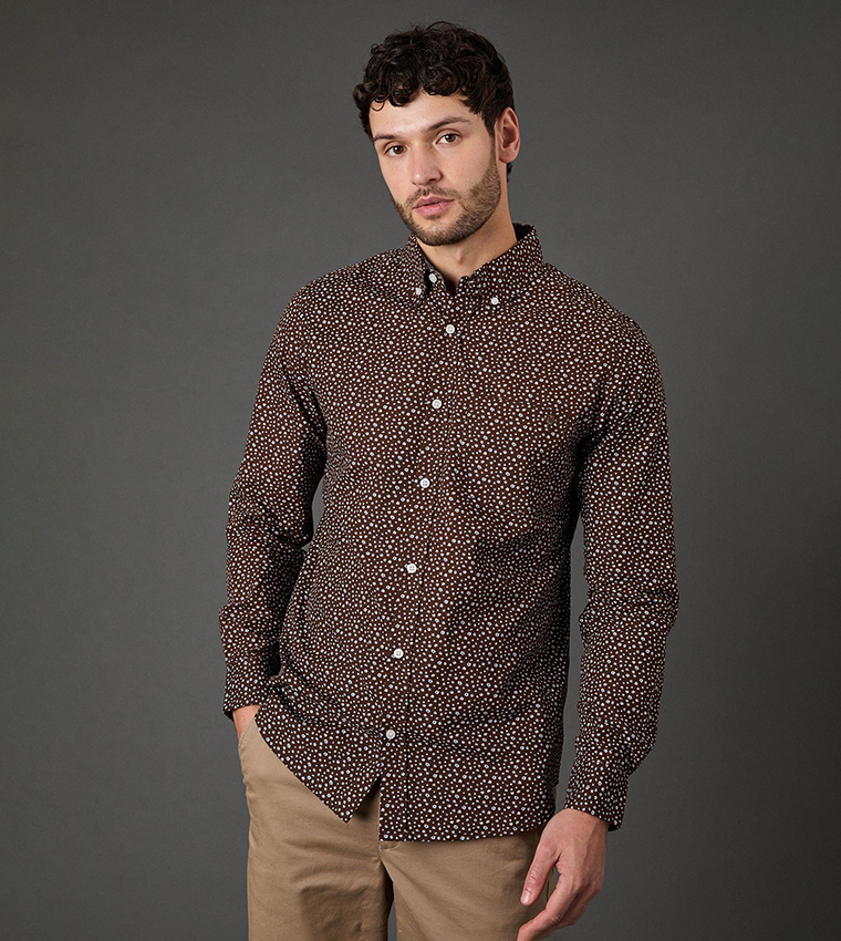 Smudge Floral Print Long Sleeves Shirt