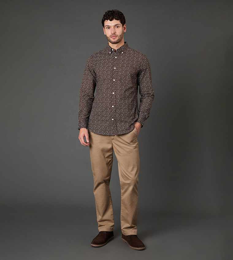 Smudge Floral Print Long Sleeves Shirt