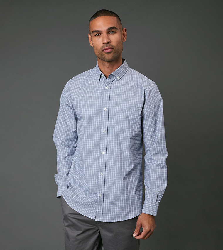 Textured Checkered Long Sleeves Shirt