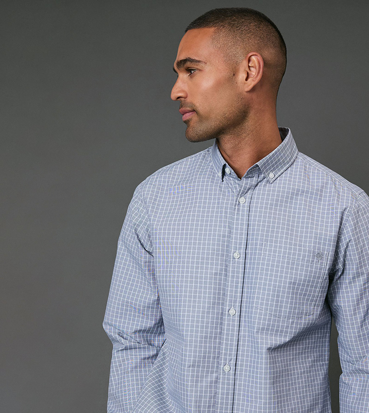 Textured Checkered Long Sleeves Shirt