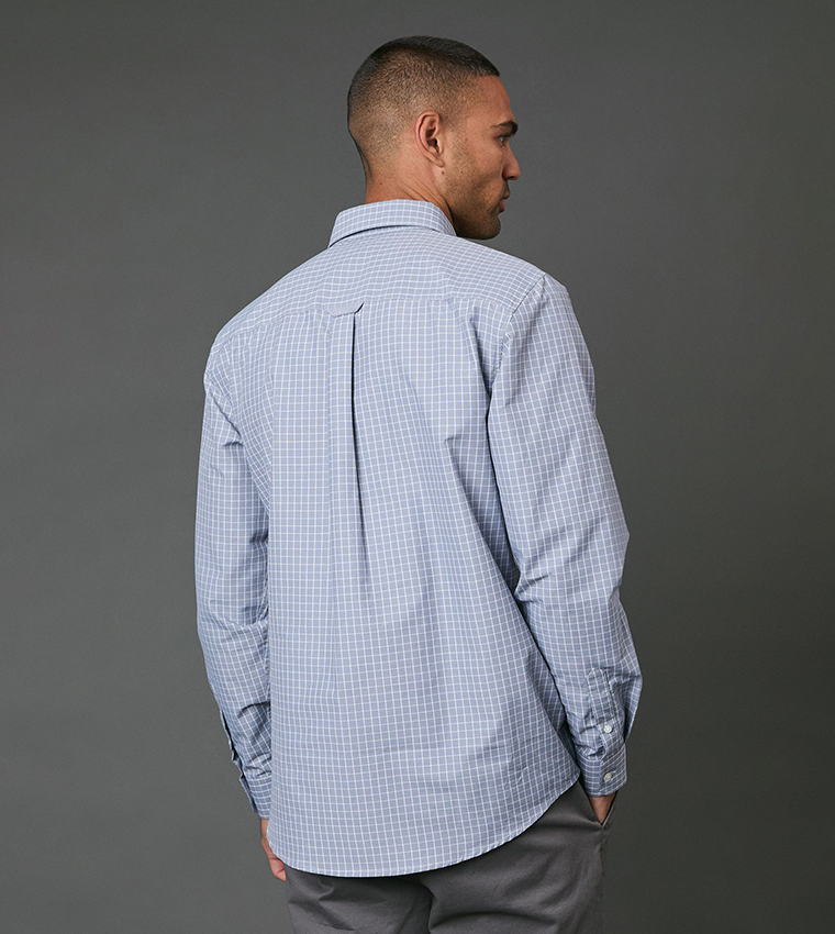 Textured Checkered Long Sleeves Shirt