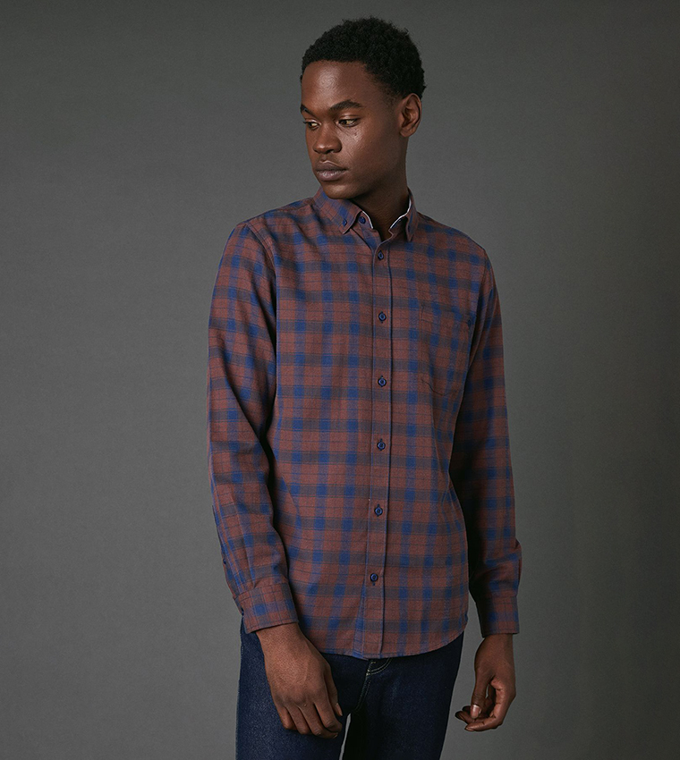 Brushed Checkered Long Sleeves Shirt
