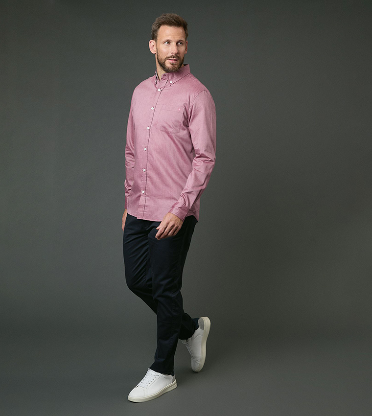 Solid Long Sleeves Oxford Shirt