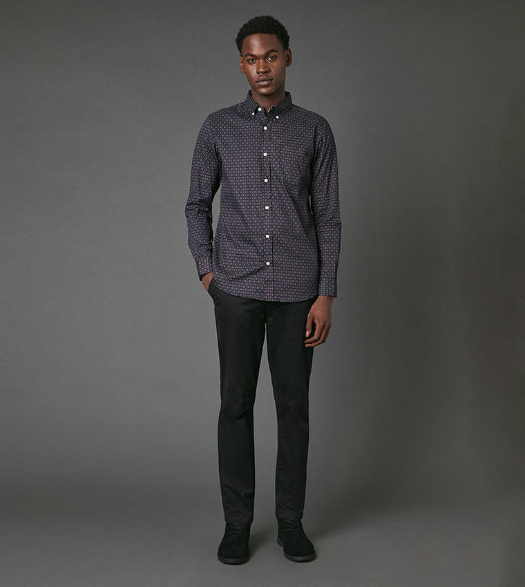 Tile Print Long Sleeves Shirt