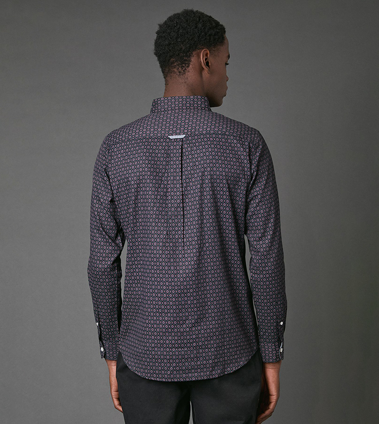 Tile Print Long Sleeves Shirt