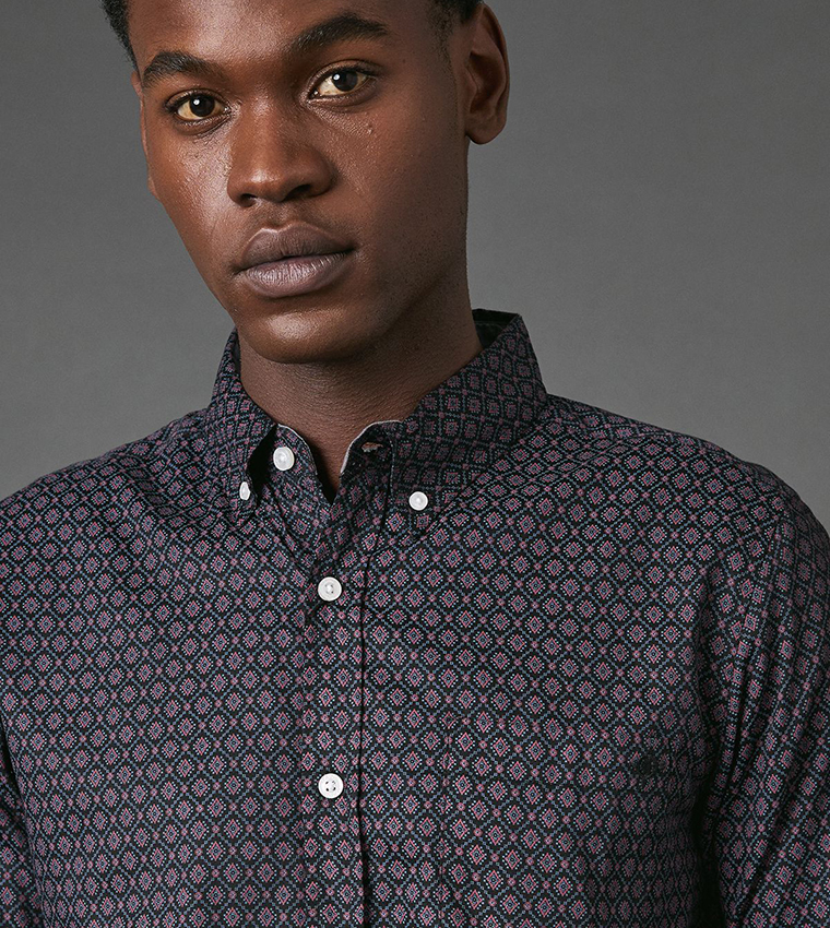 Tile Print Long Sleeves Shirt