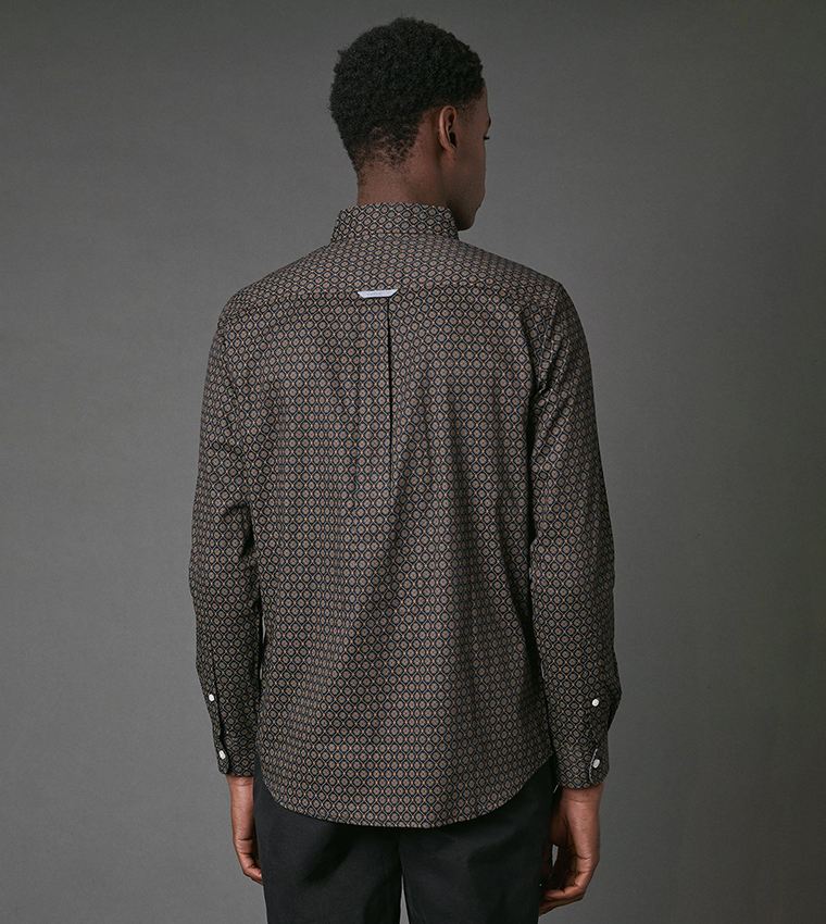 Tile Print Long Sleeves Shirt