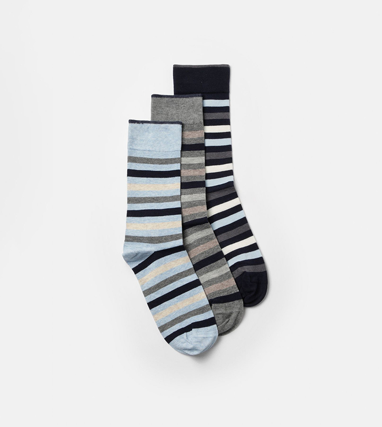 3-Pack Classic Striped Crew Socks