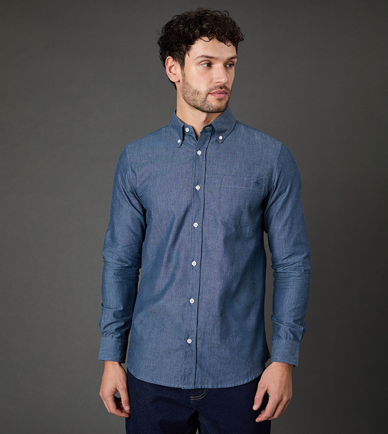 Textured Chambray Long Sleeves Shirt