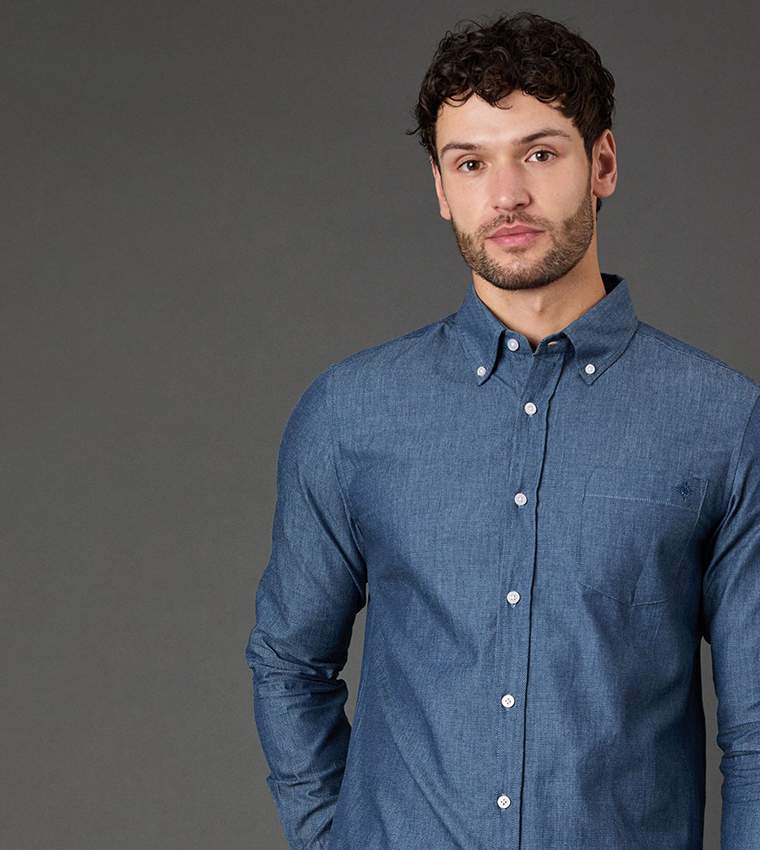 Textured Chambray Long Sleeves Shirt