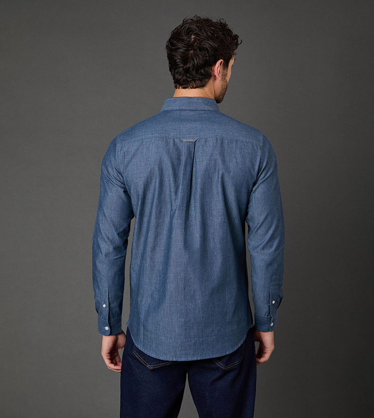 Textured Chambray Long Sleeves Shirt