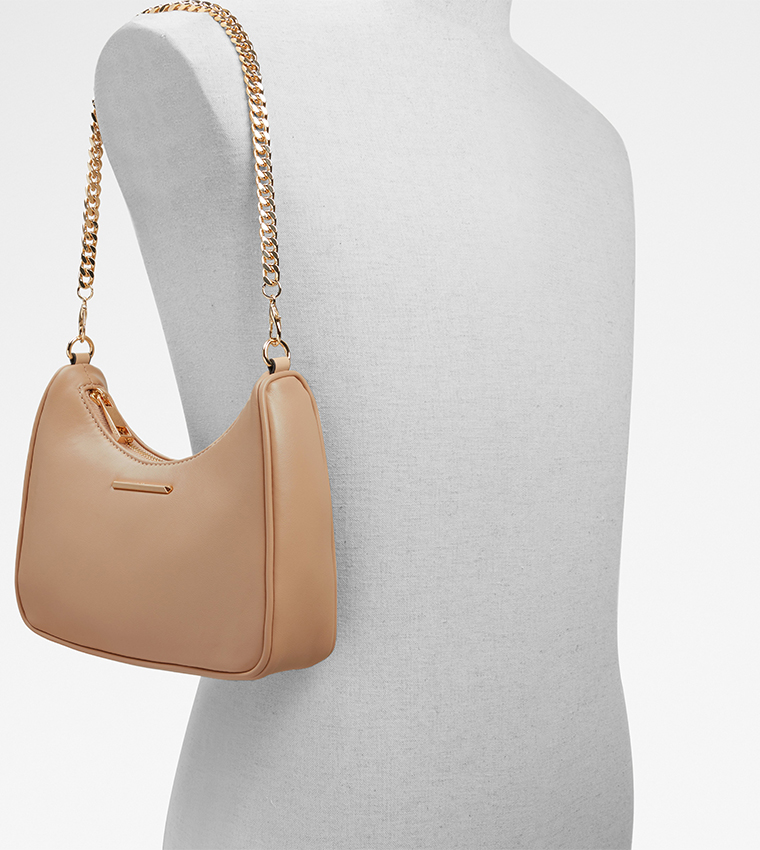 Buy Aldo Eevie Chain Accent Zippered Shoulder Bag In Beige 6thStreet Oman
