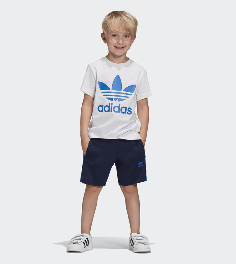 Buy Adidas Trefoil Shorts Tee Set Blue In Blue
