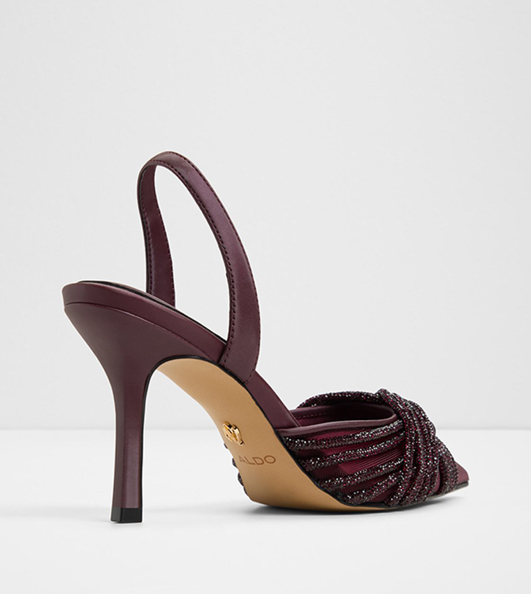ELEGAMESH Embellished Slingback Mule Pumps