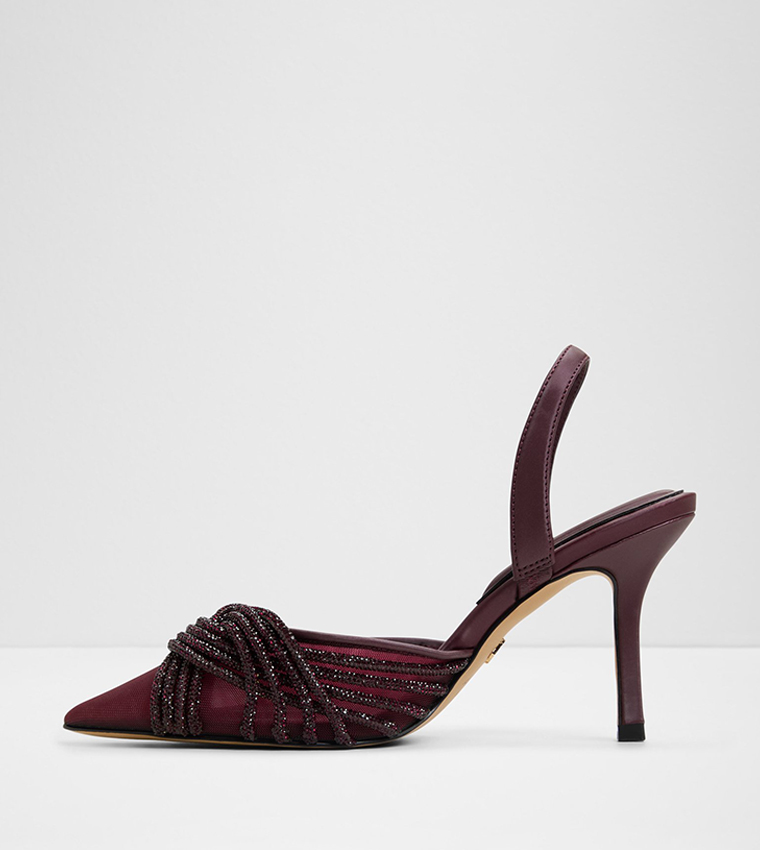 ELEGAMESH Embellished Slingback Mule Pumps