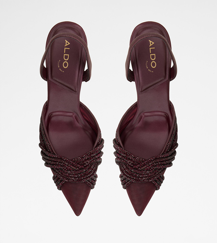 ELEGAMESH Embellished Slingback Mule Pumps