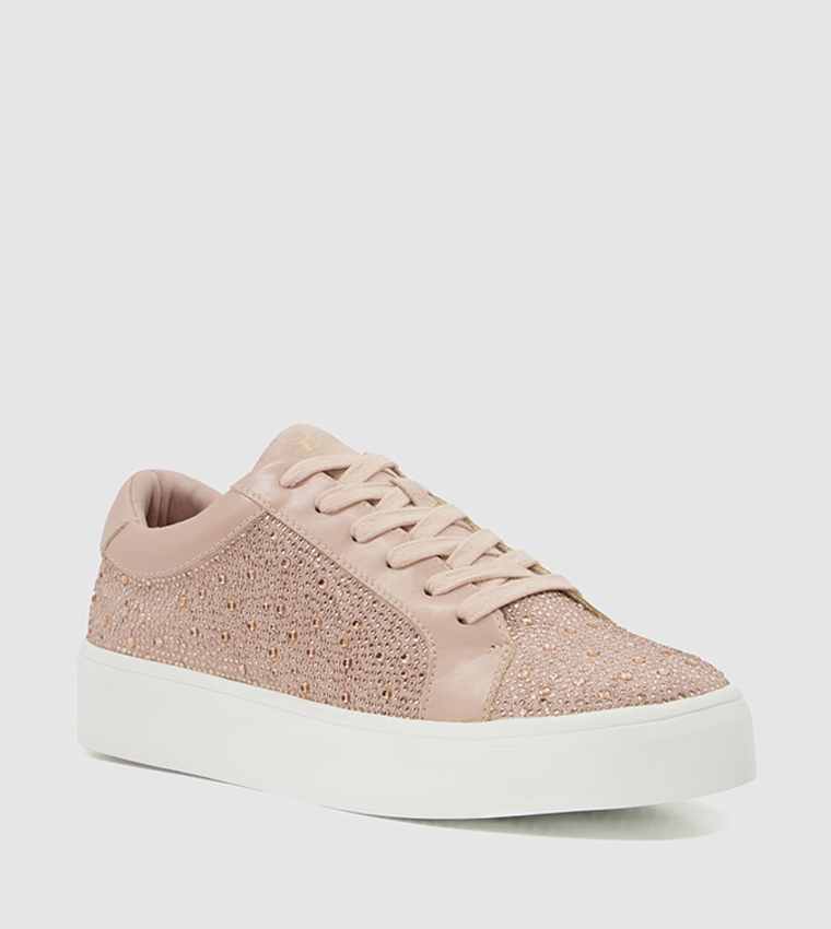 Buy Dune London ELTON Embellished Lace Up Sneakers In Pink