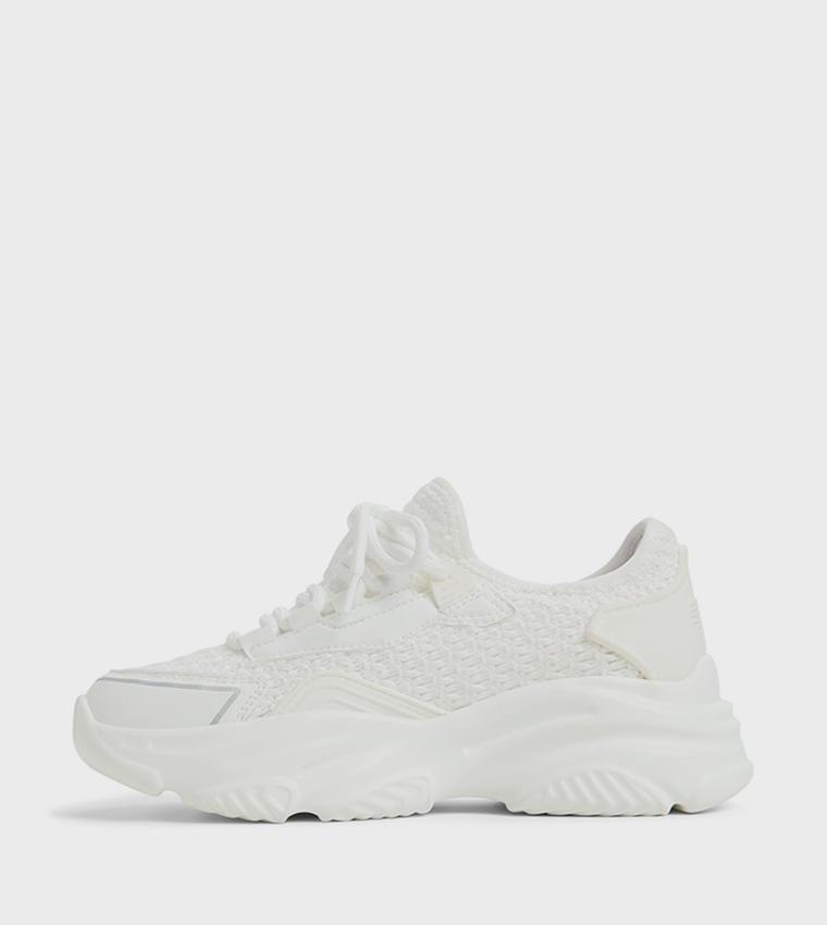 ELYZA Textured Lace Up Chunky Sneakers