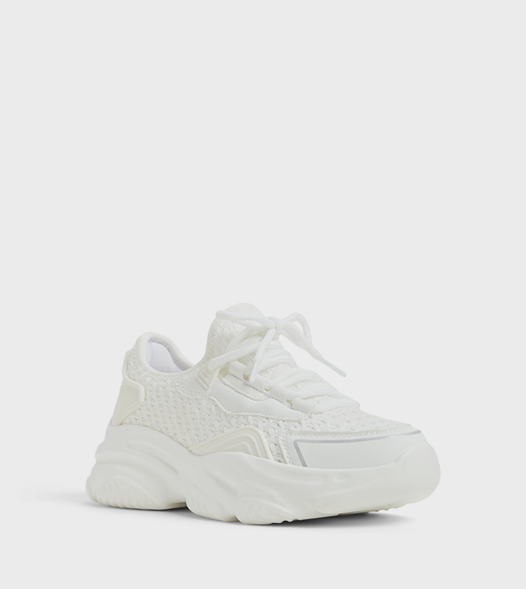 ELYZA Textured Lace Up Chunky Sneakers