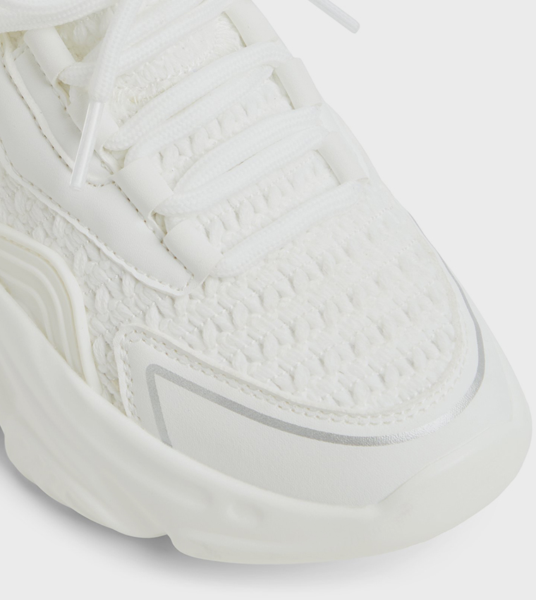ELYZA Textured Lace Up Chunky Sneakers