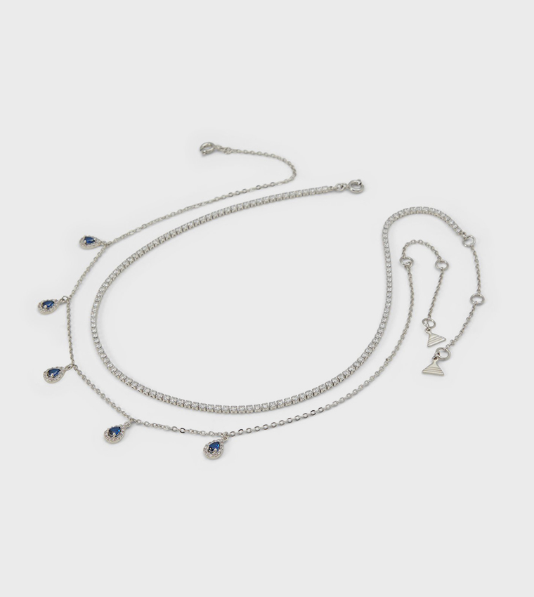 ETHARDOHAR Pack of 2 Silver-Tone Necklaces