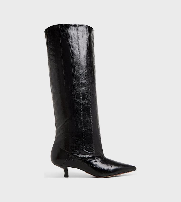 EVEROSE Textured Knee High Heeled Boots