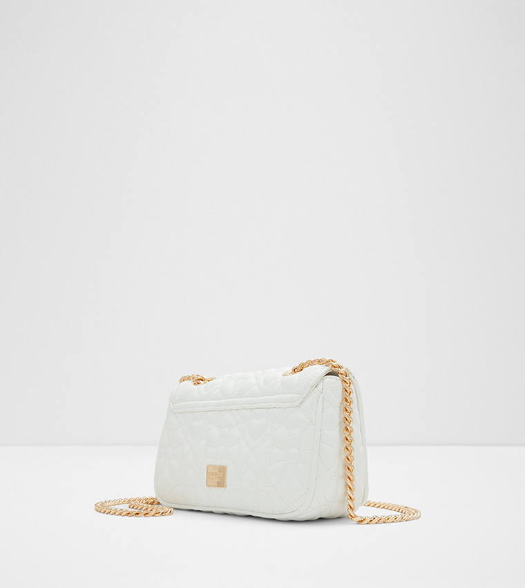 Buy Aldo EXPERTISA Quilted Chain Strap Crossbody Bag In White ...