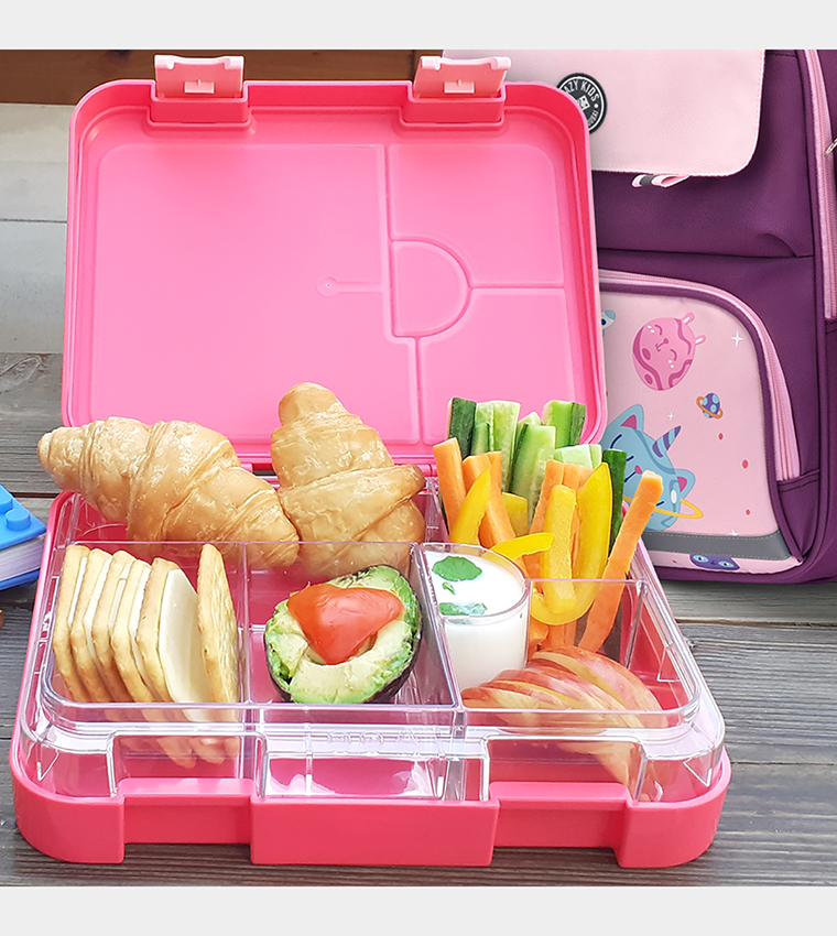 Eazy Kids - 6 & 4 Convertible Bento Lunch Box w/ Sandwich Cutter Set - Grey