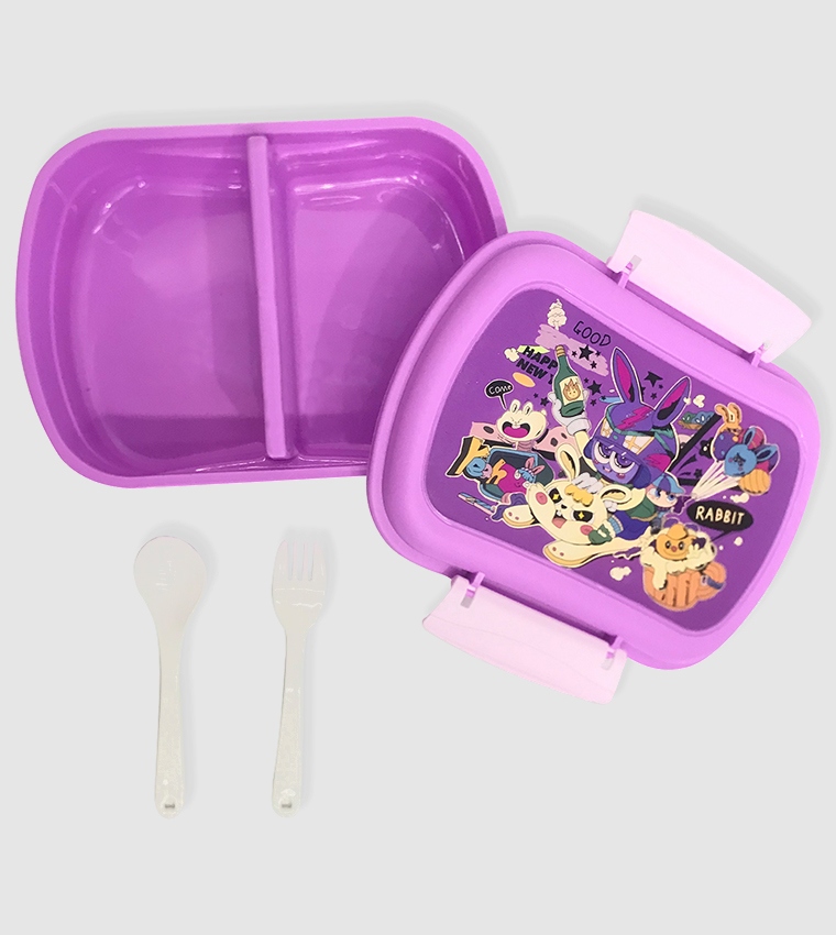 2-Piece Rabbit Lunch Box and Water Bottle - Purple