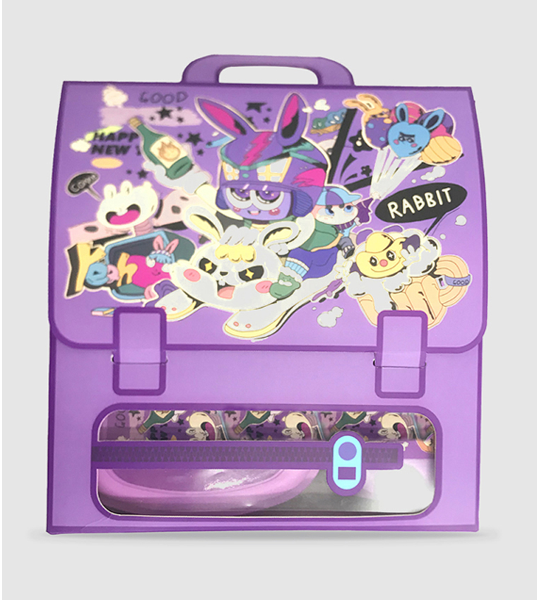 2-Piece Rabbit Lunch Box and Water Bottle - Purple