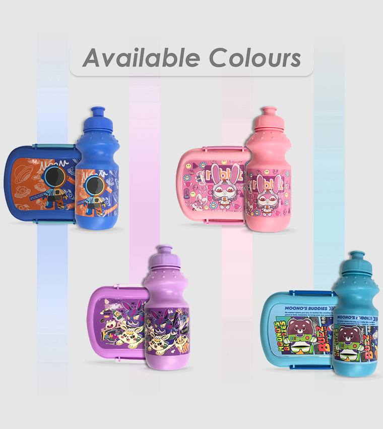 2-Piece Rabbit Lunch Box and Water Bottle - Purple