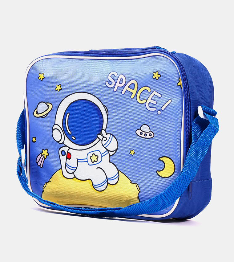 Space Printed Lunch Box and Water Bottle with Bag