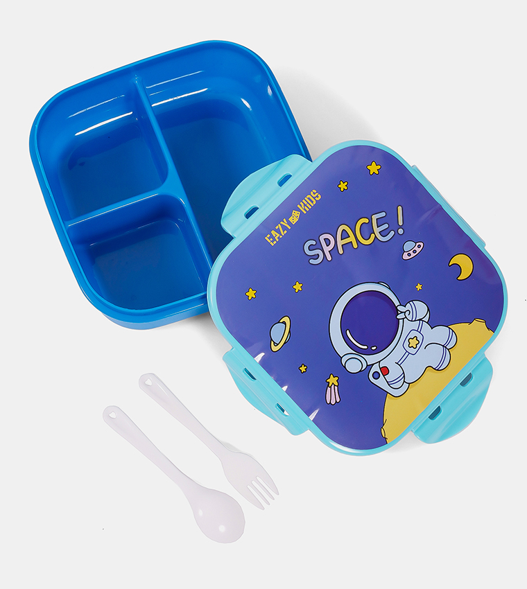 Space Printed Lunch Box and Water Bottle with Bag