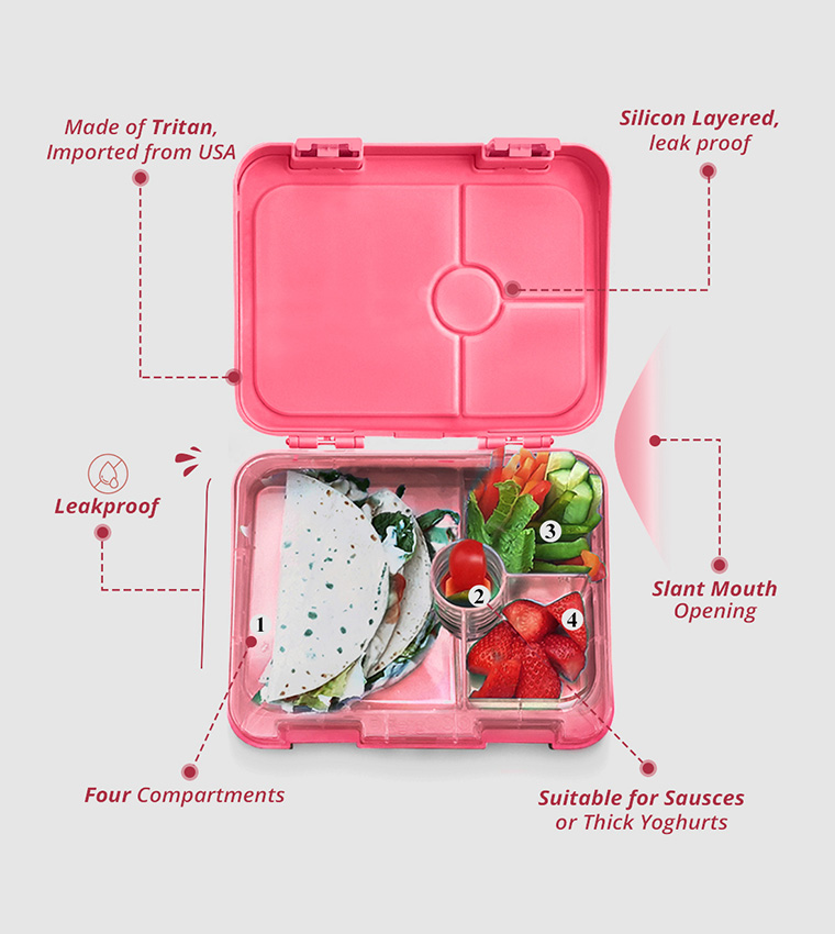 Eazy Kids 6 & 4 Convertible Bento Lunch Box w/ sandwich cutter- Unicorn  Pink