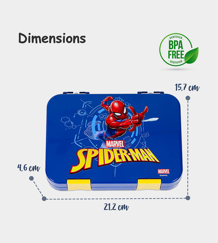 Marvel Spider-Man 6 / 4 Compartment Convertible Bento Tritan Lunch Box -  Blue